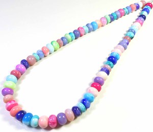 Nouvelles perles d'opale multicolores magnifiques, 8-9 mm, forme rondelle, lisses, 16 pouces, pour collier. - Product Image 5