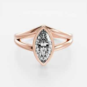14k Solid Gold Bezel Set Marquise Cut Lab Grown Diamond Luxury <b>Split</b> Band Engagement <b>Ring</b> IGI Certified - Product Image 1