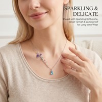 Collier personnalisé avec fleur du mois de naissance et pierre de naissance, plaqué or 18 carats, bijoux personnalisés, cadeau unique pour femmes