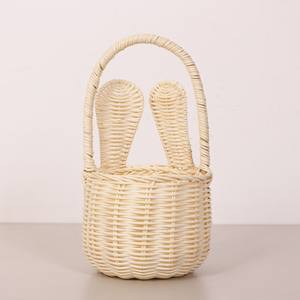 Cesta de mimbre con orejas de conejo, contenedor para guardar frutas, cestas de Pascua para niños, organizador de regalos, contenedores. - Product Image 4