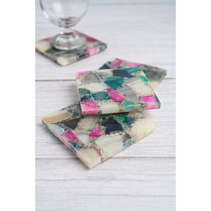แผ่นรองแก้วเรซิ่นลายหินอ่อนหลากสี - Product Image 1