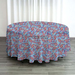 Mantel Floral 100% Algodón Hecho a Mano con Estampado a Bloque, Moderno, Redondo, Lavable, para Uso Doméstico - Product Image 4