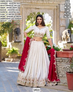 Lehenga Choli de Seda Vichitra Tradicional Bandhani Noor-e-Zyana, Largo hasta el Suelo, para Mujer, para Bodas y Fiestas - Product Image 4
