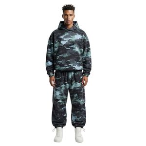 Maßgeschneidertes Blumendruck-Herren-Fleece-Trainingsanzug-Set mit Kapuzenpullover und Jogginghose, Farbenfrohe Botanische Streetwear-Kombination - Product Image 6