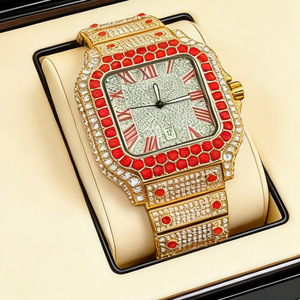 Reloj Iced Out de Lujo con Diamantes, Reloj de Cuarzo para Hombre con Números Romanos - Product Image 4