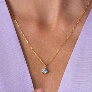 Collier en argent sterling 925 plaqué or 14 carats avec topaze bleue naturelle en forme d'étoile, pendentif pierre de naissance de décembre, cadeaux pour la fête des mères et les anniversaires - Product Image 1