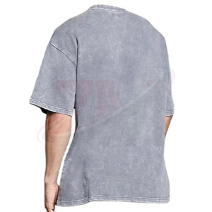 Camiseta de punto informal para hombre con estampado personalizado OEM, lavado ácido, estilo vintage, de algodón, con gráfico, ropa de moda urbana moderna - Product Image 2