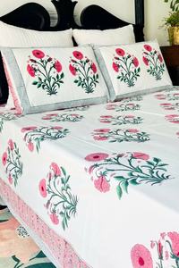 100% Organic Cotton Hand Block Print Bedsheet with <b>Pillow</b> Covers Organic Cotton Bedsheet for Home <b>Decor</b> - Product Image 4