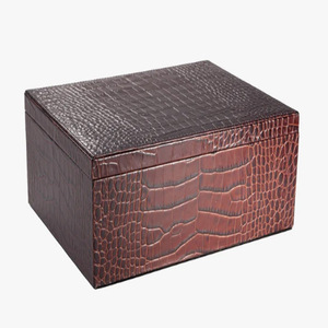 <b>Black</b> Leather Storage Box Luxury Leather Boxes Crocodile Leather Box Set Of 2 - Product Image 4