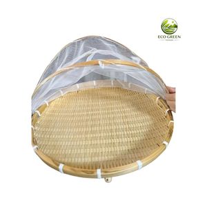 Bandeja de Comida de Bambú Hecha a Mano en Vietnam con Cubierta Protectora de Malla para Mesa de Comedor, Picnic y Uso en la Cocina - Product Image 3