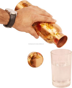 Bouteille de verre en cuivre écologique avec émail floral naturel en métal jetable pour les bienfaits de la santé ayurvédique - Product Image 2
