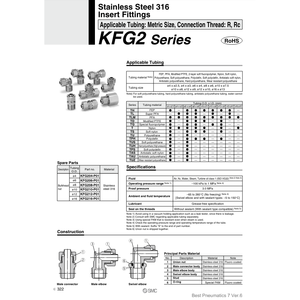 Raccords d'insertion de KFG2T1008-02 pneumatique SMC Pièces pneumatiques - Product Image 2
