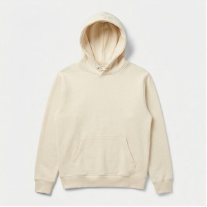 เสื้อฮู้ดผู้ชายสีครีม ทรงปกติ ผ้าฝ้ายเฟรนช์เทอร์รี่ สวมใส่สบาย มีกระเป๋าหน้า เหมาะสำหรับใส่ในฤดูใบไม้ร่วง - Product Image 1