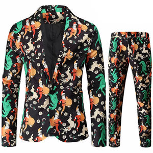 Nuevo Diseño, Servicio OEM, Traje Estampado Navideño Hecho en Fábrica, Conjunto de Blazer de Un Solo Pecho y Pantalón, Traje de Dos Piezas para Fiesta - Product Image 2