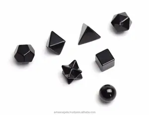 プラトニックを治癒する黒黒曜石神聖幾何学セットチャクラ結晶