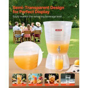 Dispenser per Bevande in Plastica da 2,64 Galloni con Rubinetto e Scomparto per Ghiaccio per Feste - Dispenser per Tè Freddo, Limonata, Succhi - Product Image 4