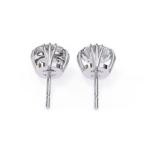 Pendientes de Moissanita Redonda de 7mm con Engaste de 3 Puntas, 2.8 CTW Cada Uno, 1.4 CT Total, Oro Sólido de 10K, Regalo de Lujo - Product Image 3