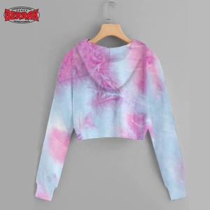 Women Teens Girls Hoodies Tie Dye Printing Cropped Hoodies Long Sleeve Short Sweatshirt Streetwear Female Hoody Pullovers - Product Image 6