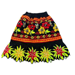 Latest Fashion Hawaiian Islander Design High-<b>waisted</b> A-line Eco-Friendly Polyester/Cotton Embroidery Mini <b>Skirt</b> High Women - Product Image 3