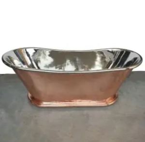 Bañera Independiente de Cobre con Acabado Níquel, Bañera Ovalada sin Tapa, Bañera Clásica de Lujo para el Hogar - Product Image 1