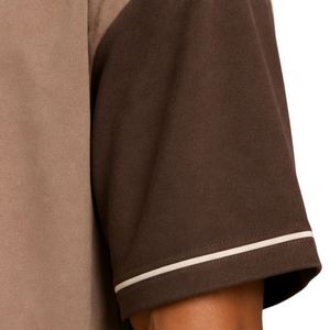 Mocha Brown <b>Mens</b> Oversized T <b>Shirt</b> And Shorts Set Dark Brown Contrast Sleeves Custom Logo Crew Neck Casual Streetwear Wholesale - Product Image 5
