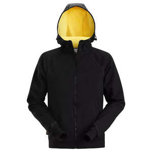 Sudadera con capucha Street Wear negra lavada con doble cremallera, personalizada, de algodón 100% de alto gramaje, estilo vintage con lavado ácido y cremallera completa. - Product Image 1