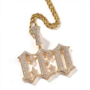 Colgante con inicial G E D en plata con moissanita y chapado en oro, estilo hip-hop, de lujo, para fiestas, eventos y ocasiones, joyería de moda. - Product Image 3