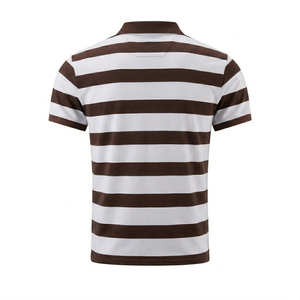 Chemises polo personnalisées en tricot pour hommes, style rugby, marron et blanc, manches courtes, respirantes, séchage rapide, streetwear, décontractées, pour le golf. - Product Image 2
