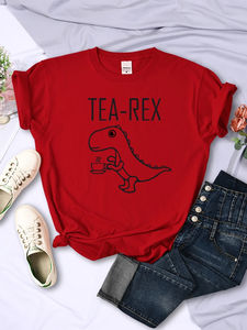Camisetas divertidas con diseño de dinosaurio Tea Rex para mujer, camisetas informales transpirables de manga corta con personalidad, camisetas con estampado de matemáticas, ropa para mujer - Product Image 4
