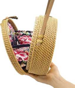 New Design Natural Rattan Circle <b>Bag</b> Eco-Friendly Bohemian Summer Shoulder <b>Bag</b> for Women Made in Vietnam - Product Image 4