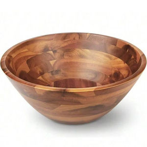 Cuenco Grande de Madera de Acacia, Hecho a Mano, Estilo Antiguo, para Hogar y Jardín, Cuenco de Madera Pulido para Alimentos, Decorativo, para Dátiles de Ramadán - Product Image 1