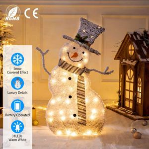 LED Snowman Christmas Decoration Collapsible Indoor/Outdoor Garden Light <b>Battery</b> <b>Operated</b> Snowman with Lighted Features - Product Image 2