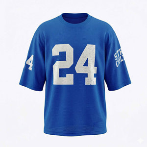 Camiseta de Fútbol de Malla Street 24 Unisex Azul de Manga Corta de Secado Rápido con Cuello Redondo, Ajuste Atlético, Nombre del Jugador Estampado por Transferencia Térmica en la Parte Delantera - Product Image 1