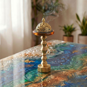 Brûleur d'encens vintage en laiton, support de luxe en métal pour Bakhoor, brûleur d'encens arabe, décoration antique pour la maison, vente en gros, cadeau de l'Aïd - Product Image 2