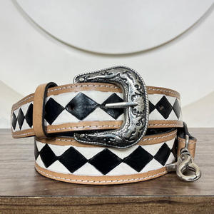 Correa de cuero genuino para bolso de repuesto con patrón a cuadros ajustable de último diseño personalizado, accesorios para bolso - Product Image 4