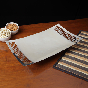 Plateau de service en métal finition argentée, plateaux décoratifs pour événements festifs, vaisselle de table, design moderne, plateaux en laiton pour cadeaux - Product Image 4