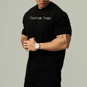 Camiseta Negra de Manga Corta con Cuello Redondo y Corte Regular de Algodón para Hombre, Transpirable, con Impresión de Logotipo Personalizado, Casual, OEM, ODM, Venta al por Mayor - Product Image 1