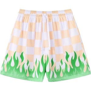 Shorts pour hommes en mesh imprimé flamme, taille élastique, séchage rapide, pour le sport, la course, la gym, les entraînements, le streetwear décontracté - Product Image 2