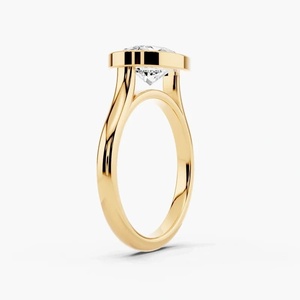 Anillo de Compromiso Solitario con Diamante Cultivado en Laboratorio de Corte Ovalado, Certificado IGI, Engaste en Bisel, Oro 10K/14K/18K, Plata 925/935, Aniversario de Bodas - Product Image 3