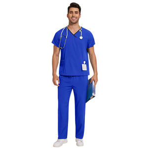 Ensemble de Blouses Médicales Unisexe en Tissu Coton Tissé, Col en V, Manches Courtes, Uniformes d'Infirmière, Tenues de Travail Hospitalières, Blouse de Soins de Santé – Vente en Gros - Product Image 2