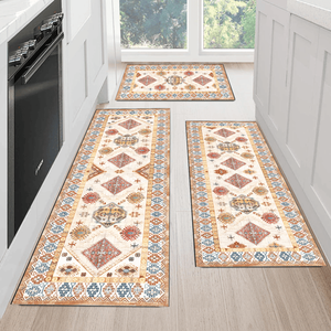 Boho 3-Piece Non-Slip Kitchen Rug Set Thick <b>Washable</b> Floor Mats <b>Runner</b> Kitchen Mats - Product Image 3
