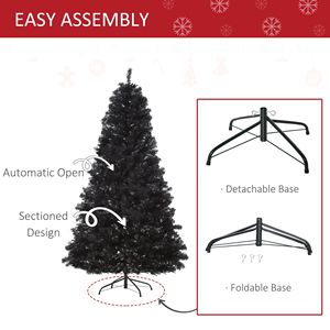 Albero di Natale Artificiale Douglas Fir Non Illuminato da 2,13 m con 1346 Punte, Rami Realistici, Stile Halloween Nero - Product Image 4