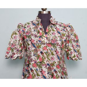 Robe midi à imprimé floral multicolore, robe d'été à manches courtes, robe en coton, robe de soirée élégante, robe occidentale, robe une pièce pour femmes - Product Image 2