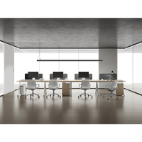 Mobilier de bureau moderne Ordinateur de bureau à panneaux de particules Bureau de 4 personnes pour poste de travail 4 places