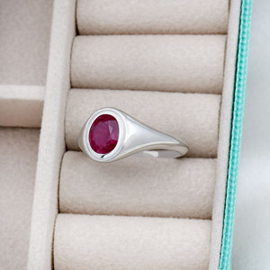 Wholesale 925 Sterling Silver Natural <b>Ruby</b> Round Cut <b>Ring</b> for <b>Men</b> Women Bezel set <b>Ring</b> Red Gemstone Statement Jewelry Wholesale - Product Image 3