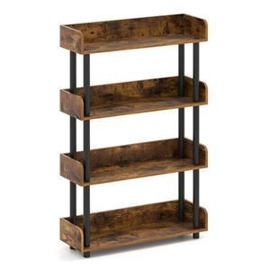 Libreria Aperta a 4 Ripiani Marrone Rustico con Gambe Rialzate, Espositore Anti-Ribaltamento per Casa o Ufficio - Product Image 3