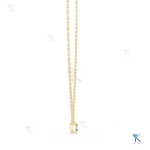 สร้อยคอจี้เพชรทรงเหลี่ยมแบบ Asscher Cut เพชรเพาะเลี้ยงในห้องปฏิบัติการ ทองคำแท้ 14K/18K ดีไซน์เรียบหรู ประดับเพชรเม็ดเดี่ยว เครื่องประดับสำหรับผู้หญิง - Product Image 3