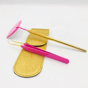 แหนบต่อขนตาปลอมพร้อมปลายแหลมแหนบปลายแหลมทำจากเหล็กสีชมพูโทนสีทองทนทานจับได้90องศา - Product Image 6