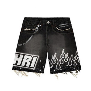 Ensemble T-shirt et short imprimé numérique délavé à l'acide pour homme, streetwear d'été en coton, survêtement oversize, logo personnalisé, vente en gros - Product Image 3