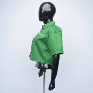 Chemises Courtes Premium Streetwear d'Été à Manches Courtes avec Broderie Appliquée, Col Zippé, Rayures et Coupe Boxy Oversize pour Femme - Product Image 4